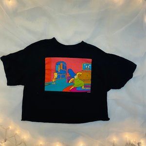 Simpsons Crop Black Tshirt Cotton